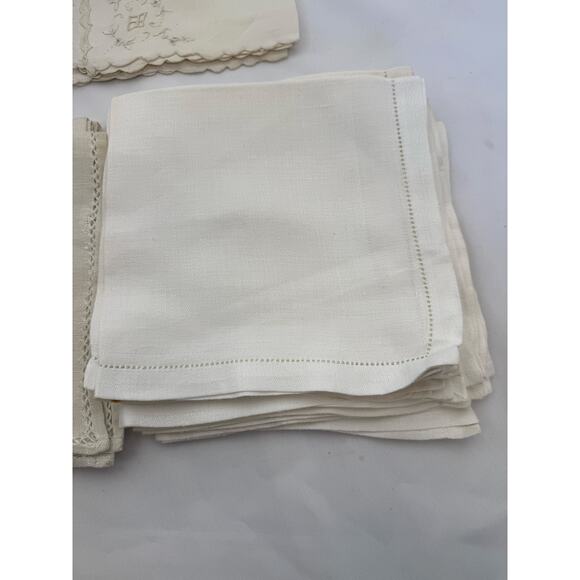 8 sets of Napkins white cream crochet linen embroidered - Picture 15 of 16